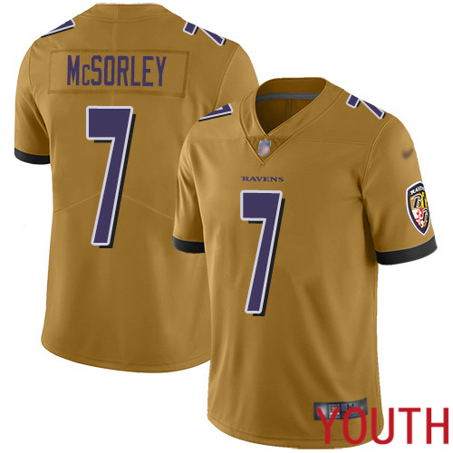 Baltimore Ravens Limited Gold Youth Trace McSorley Jersey NFL Football 7 Inverted Legend